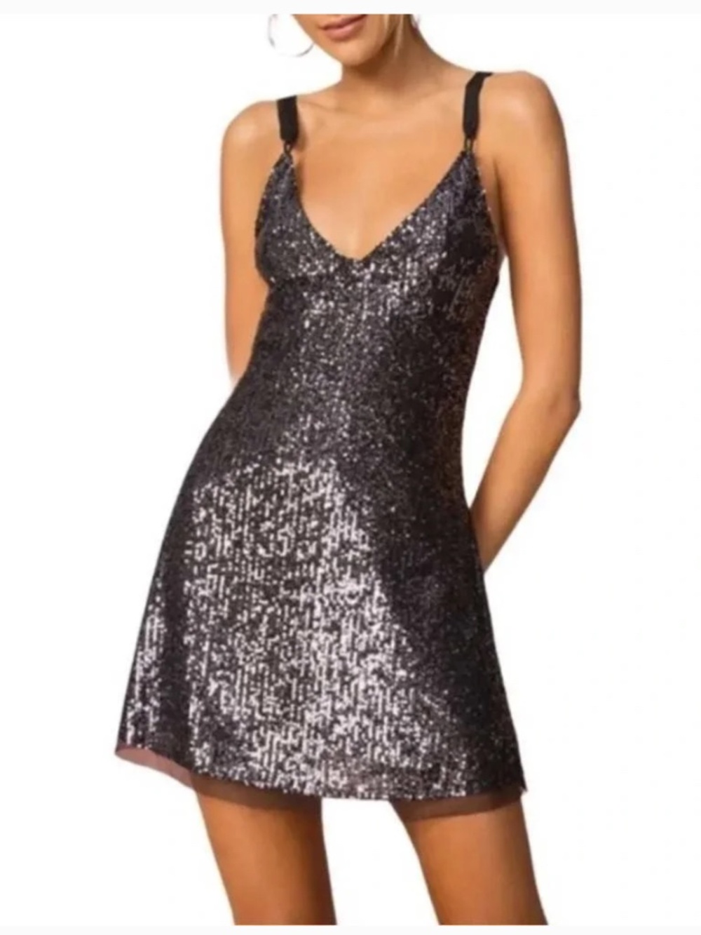 Free People Gold Rush Slip Dress Purple/Black Size Medium